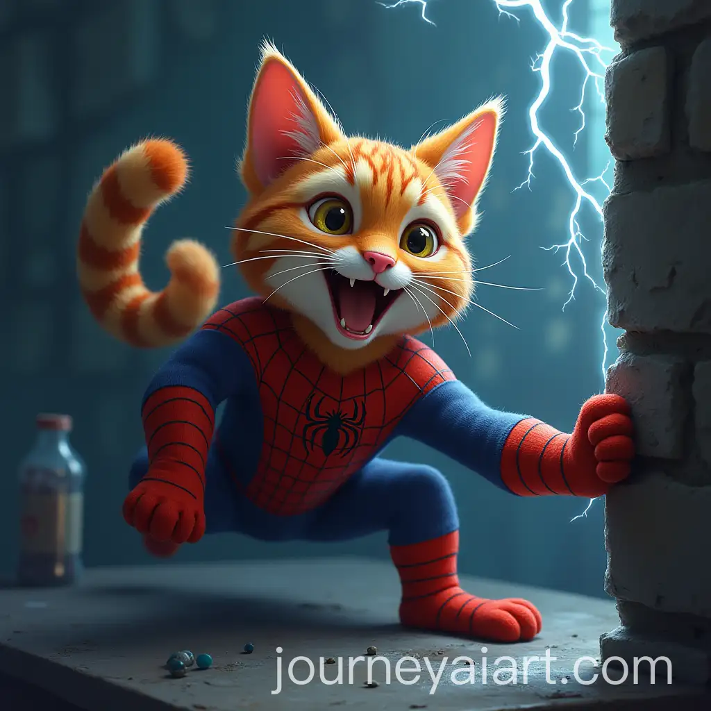 Stray-Cat-TAI-Image-Prompt-Expansionigger-Transformed-into-a-Superhero-After-Encountering-a-Glowing-Spider