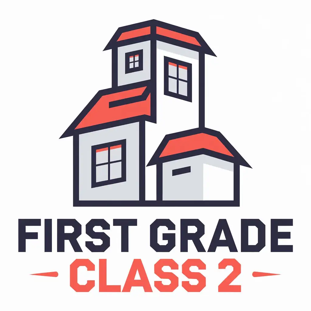 a vector logo design,with the text "first grade class 2", main symbol:Design a class emblem for Class One and Two, Beijing Fourth Middle School,Moderate,clear background