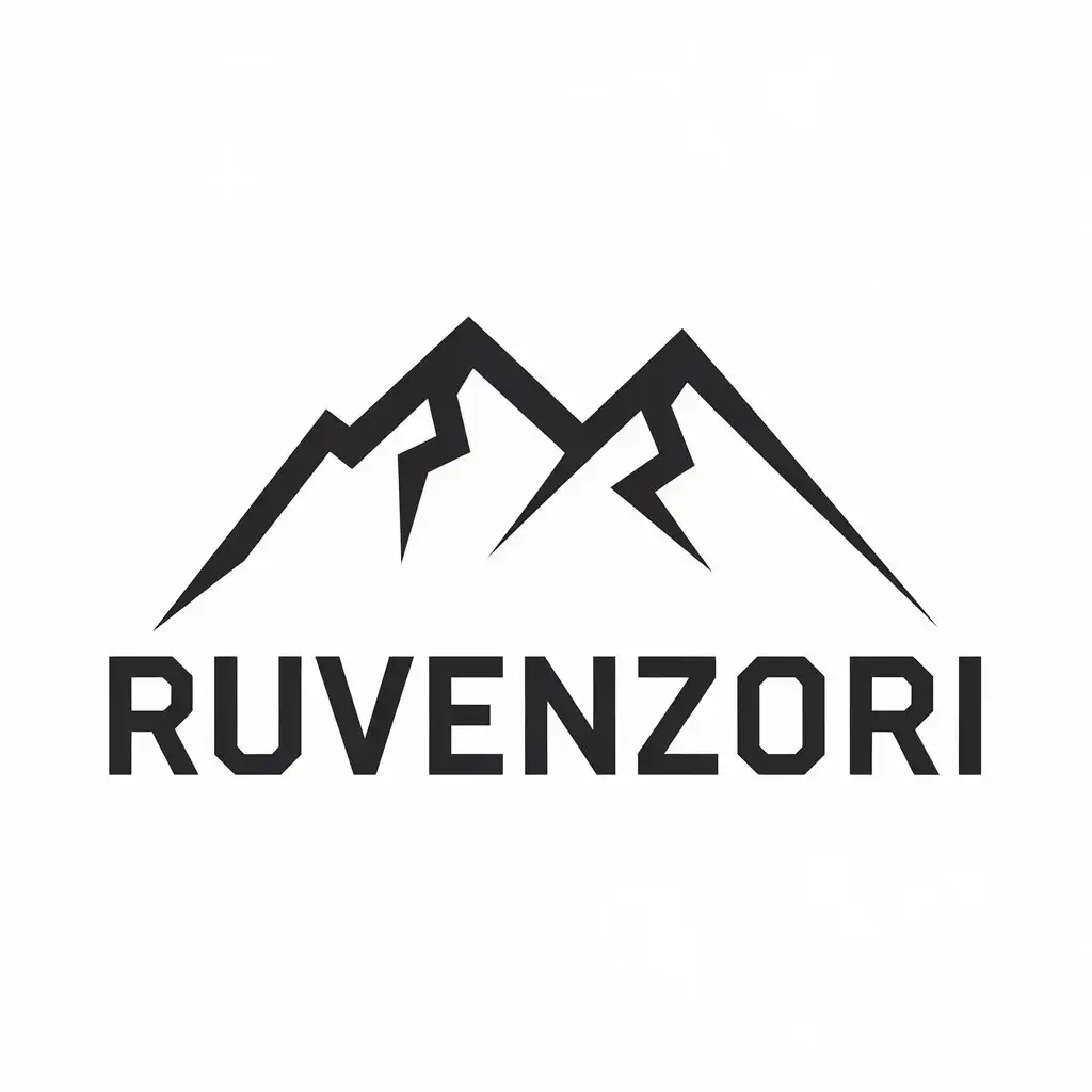 a vector logo design,with the text "RUVENZORI", main symbol:Mountains,Minimalistic,clear background