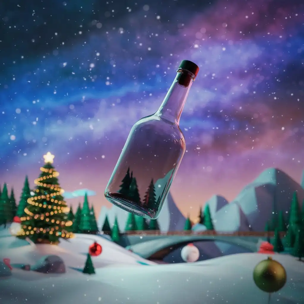 New-Years-Celebration-Bottle-in-the-Air-with-Nature-and-3D-Effects