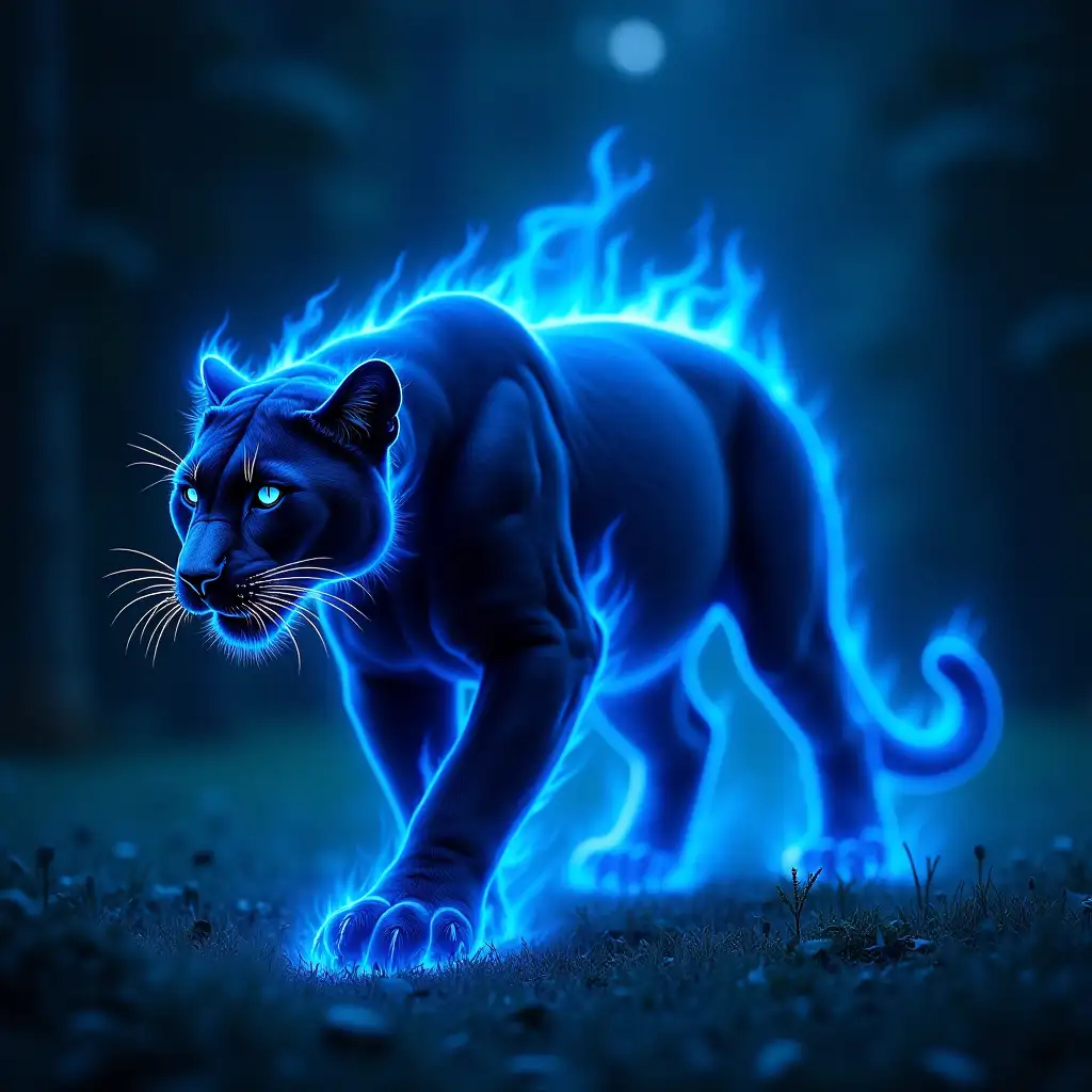 Blue flame infused panther