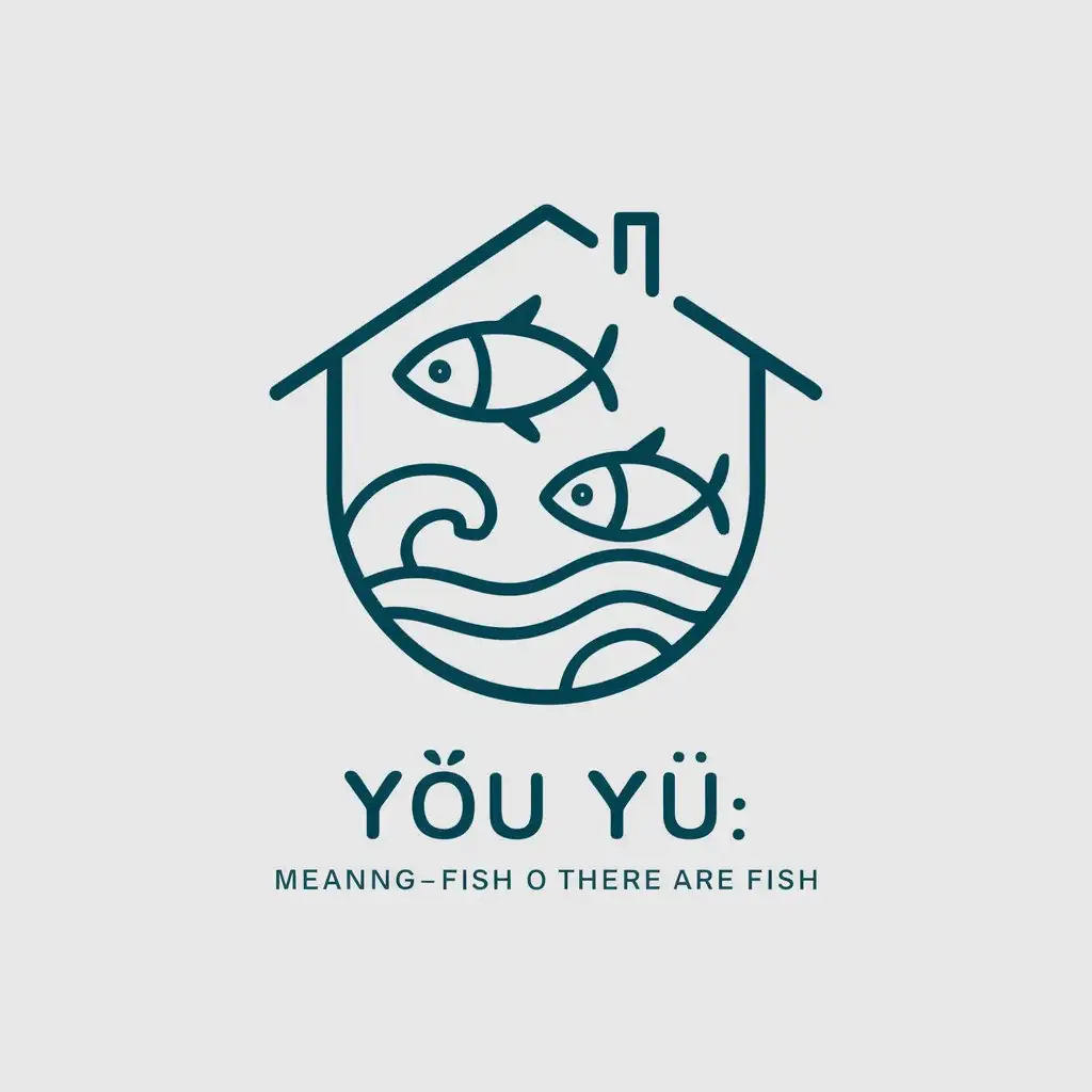 a vector logo design,with the text "yǒu yú - Meaning: have fish or there are fish", main symbol:Fish, waves, guesthouse,Minimalistic,be used in Real Estate industry,clear background