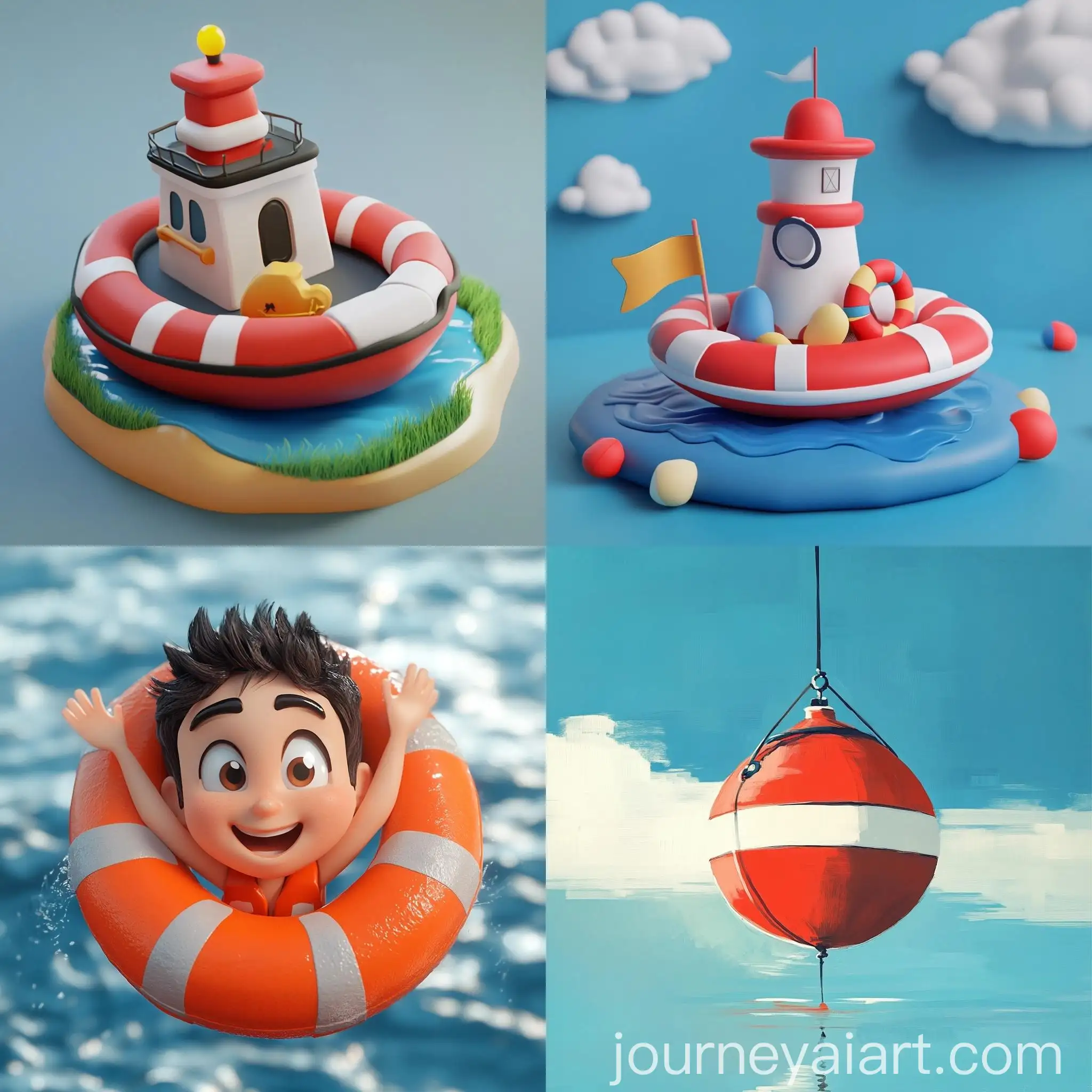 Colorful-Kids-Buoy-Floating-in-Isolated-Space