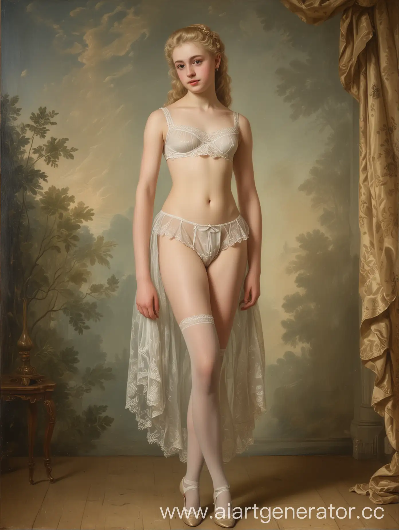 18th-Century-Oil-Painting-of-a-Russian-Aristocratic-Transgender-in-Lacy-Underwear