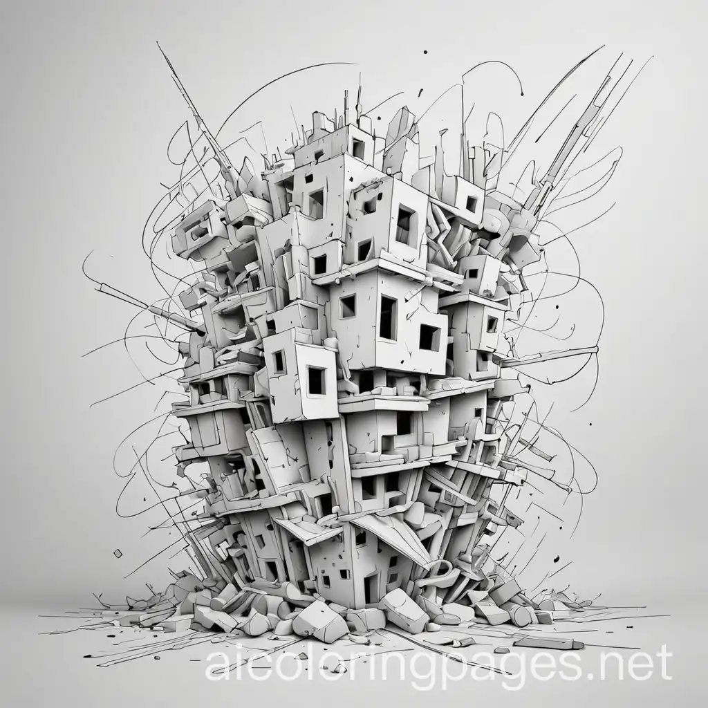 Deconstruction-in-Art-Simple-Black-and-White-Coloring-Page-for-Kids