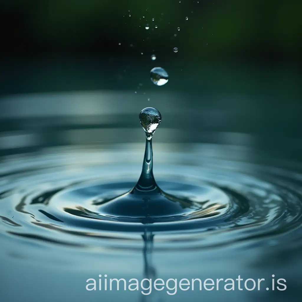 a drop of water falling into a pond and creating waves