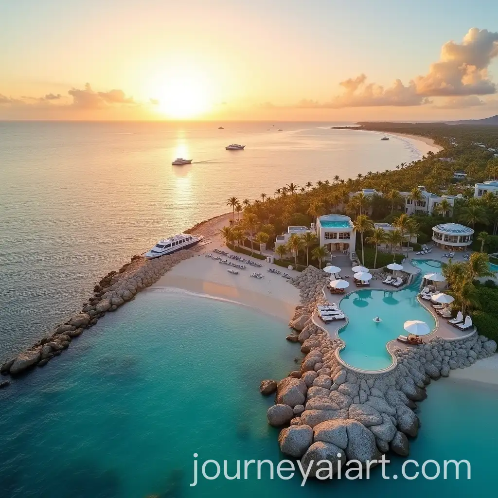 Luxurious-Sunset-Beachfront-Resort-with-Infinity-Pools-and-Yachts