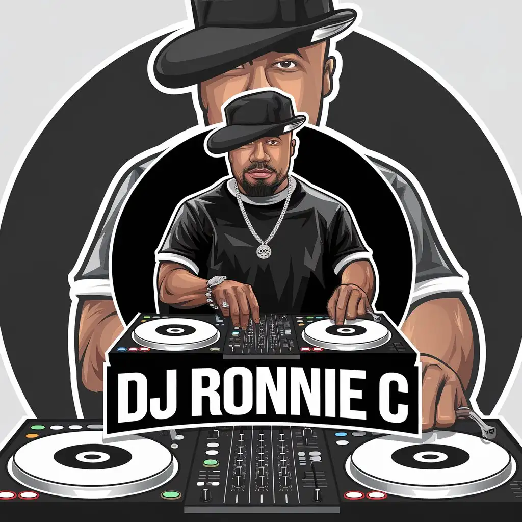 LOGO Design for DJ Ronnie C Modern DJ with Old School Hip Hop Vibes and Clean Background