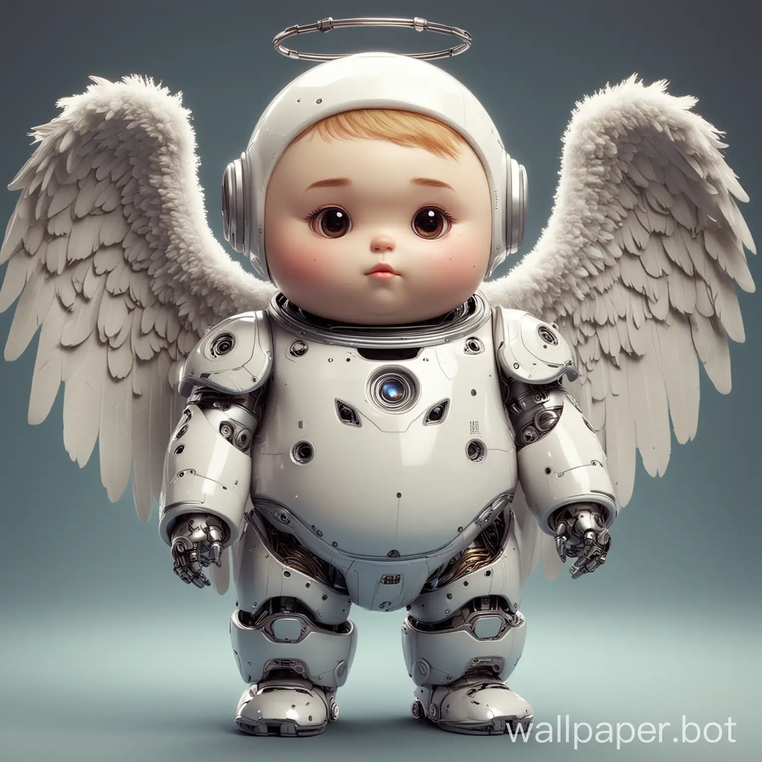 cute chubby robot angel boy