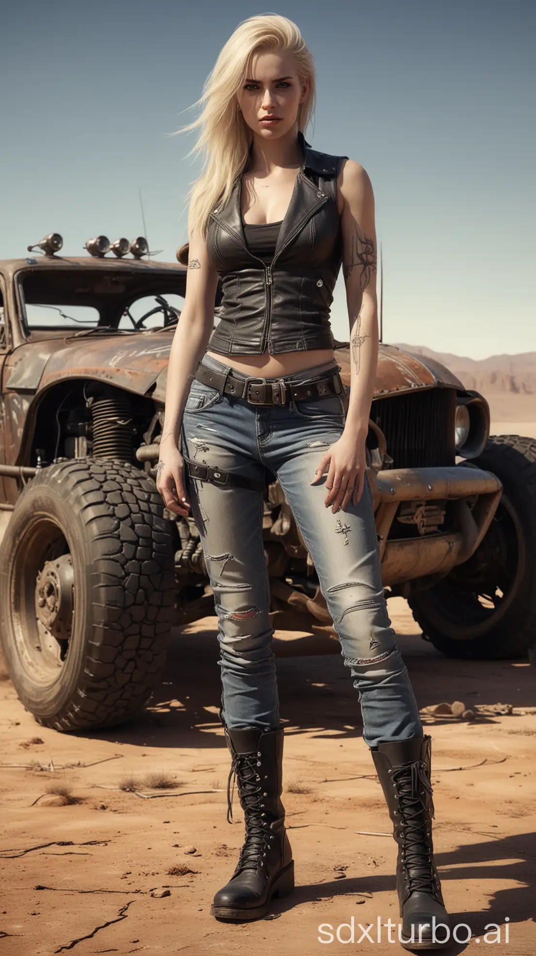 Blonde-Girl-in-Mad-Max-Style-Fashion-with-Combat-Boots-in-Desert-Landscape