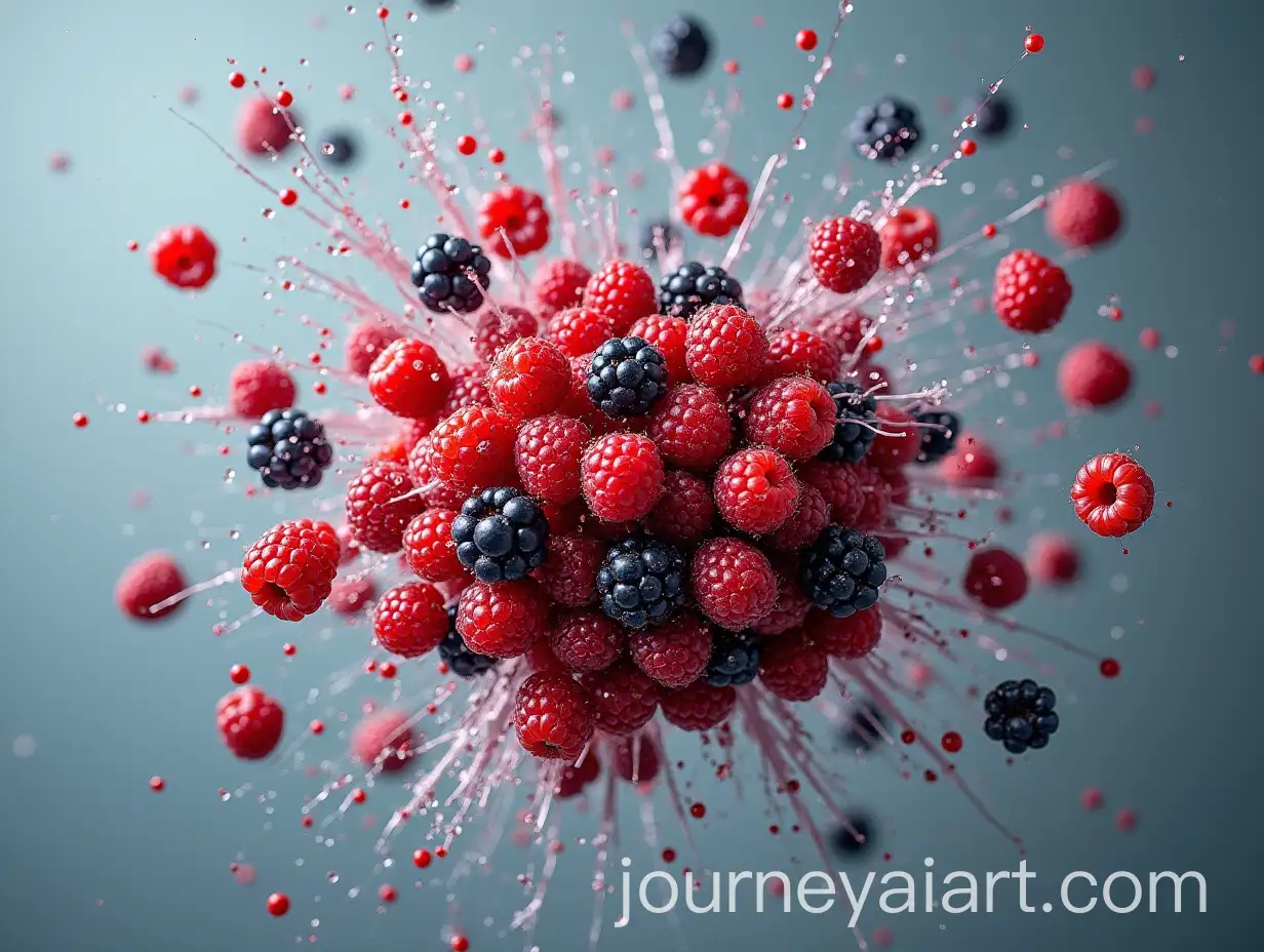 Explosion-of-Forest-Berries-with-Water-Splashes-on-BluishGray-Background