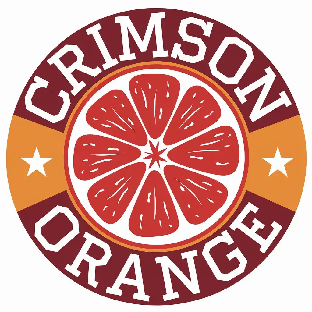 a vector logo design,with the text "crimson orange", main symbol:Red meat orange, red orange,Moderate,be used in Entertainment industry,clear background