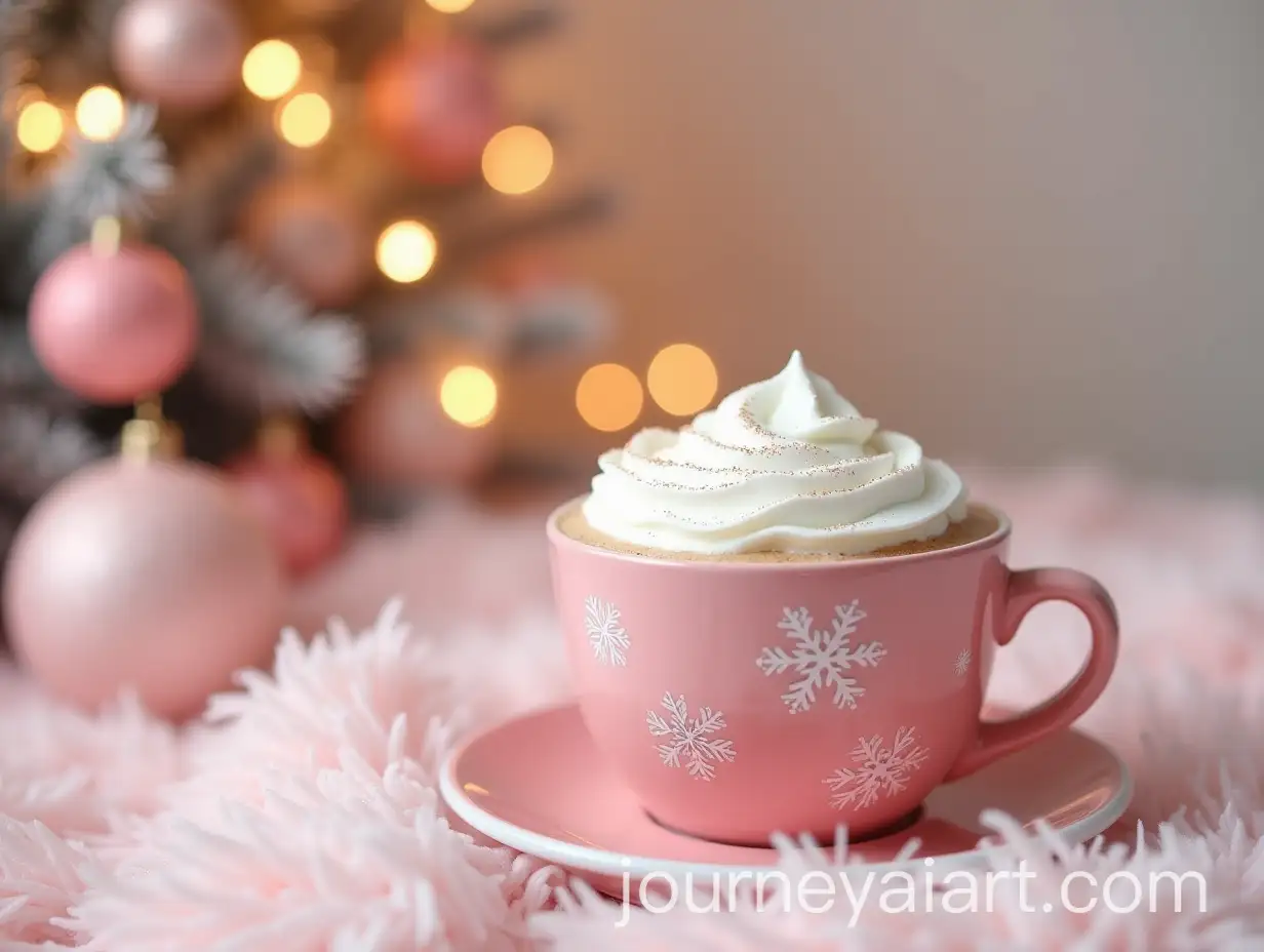 Cozy-New-Years-Cappuccino-with-Snowflake-Design-and-Pastel-Christmas-Decorations