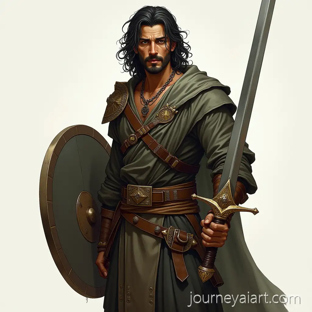 Muscular-Calashtar-DnD-Character-with-Sword-andCalashtar-Warrior-Character-Shield