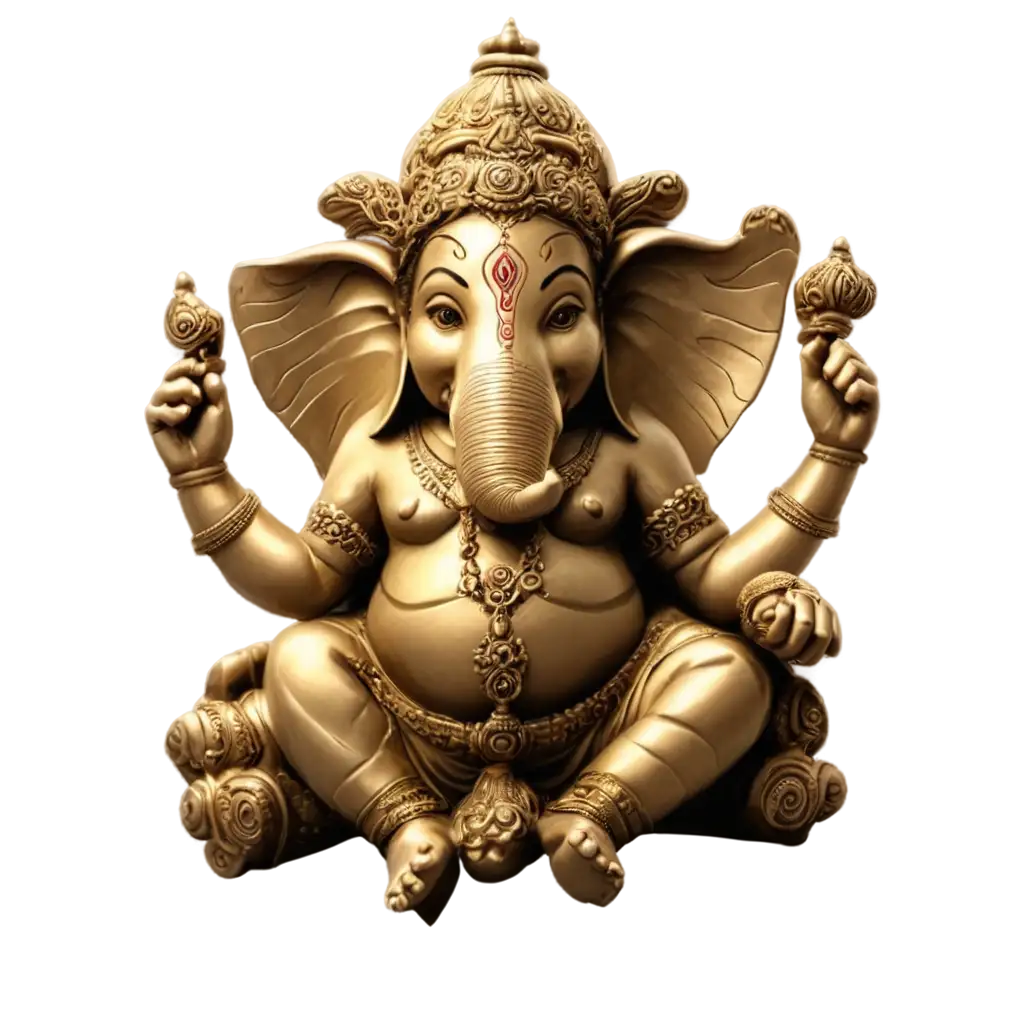 Stunning-Detailed-Brass-Idol-of-Lord-Ganesha-HighQuality-PNG-Image