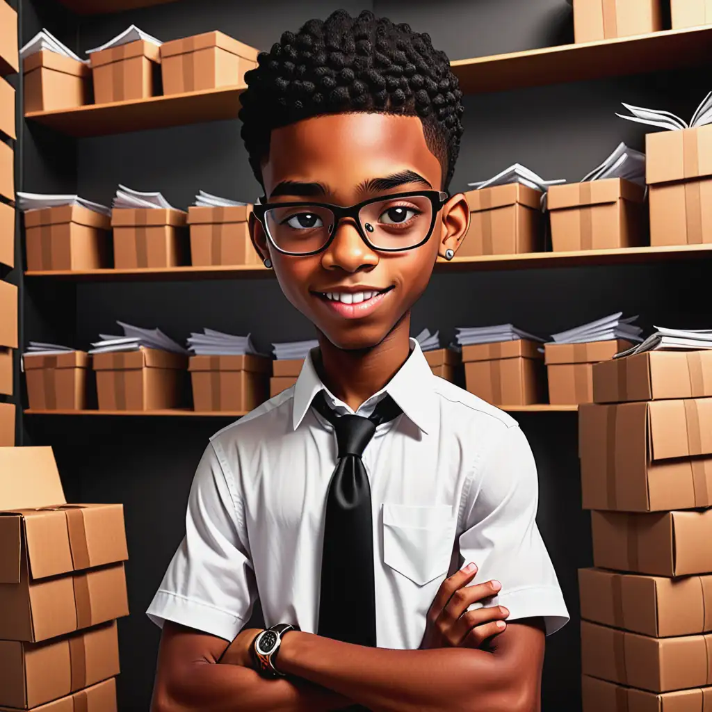 Black Teenage Entrepreneur Cartoon Character Selling Organic Produce