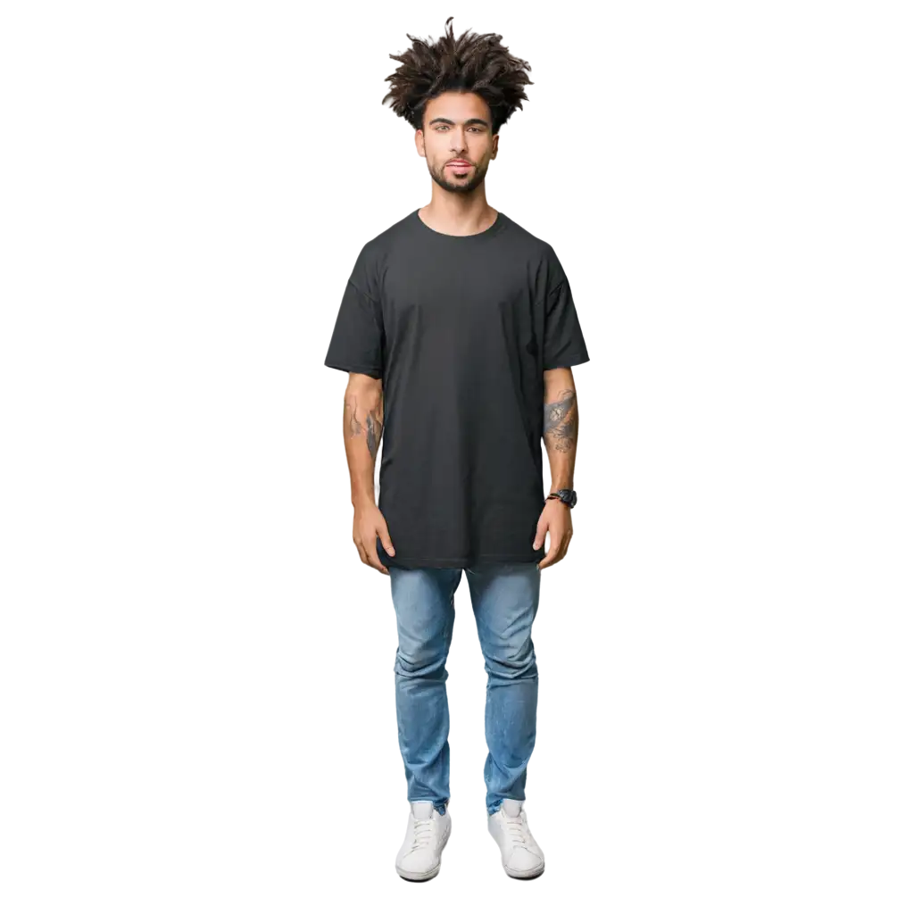 Stylish-Male-Giant-Oversized-Black-TShirt-Mockup-PNG