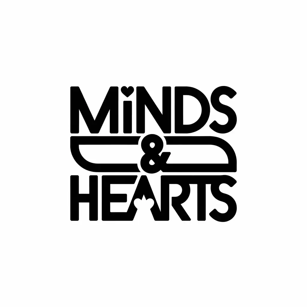 LOGO Design for Minds Hearts Modern Wordmark with Black Color Scheme and Clear Background