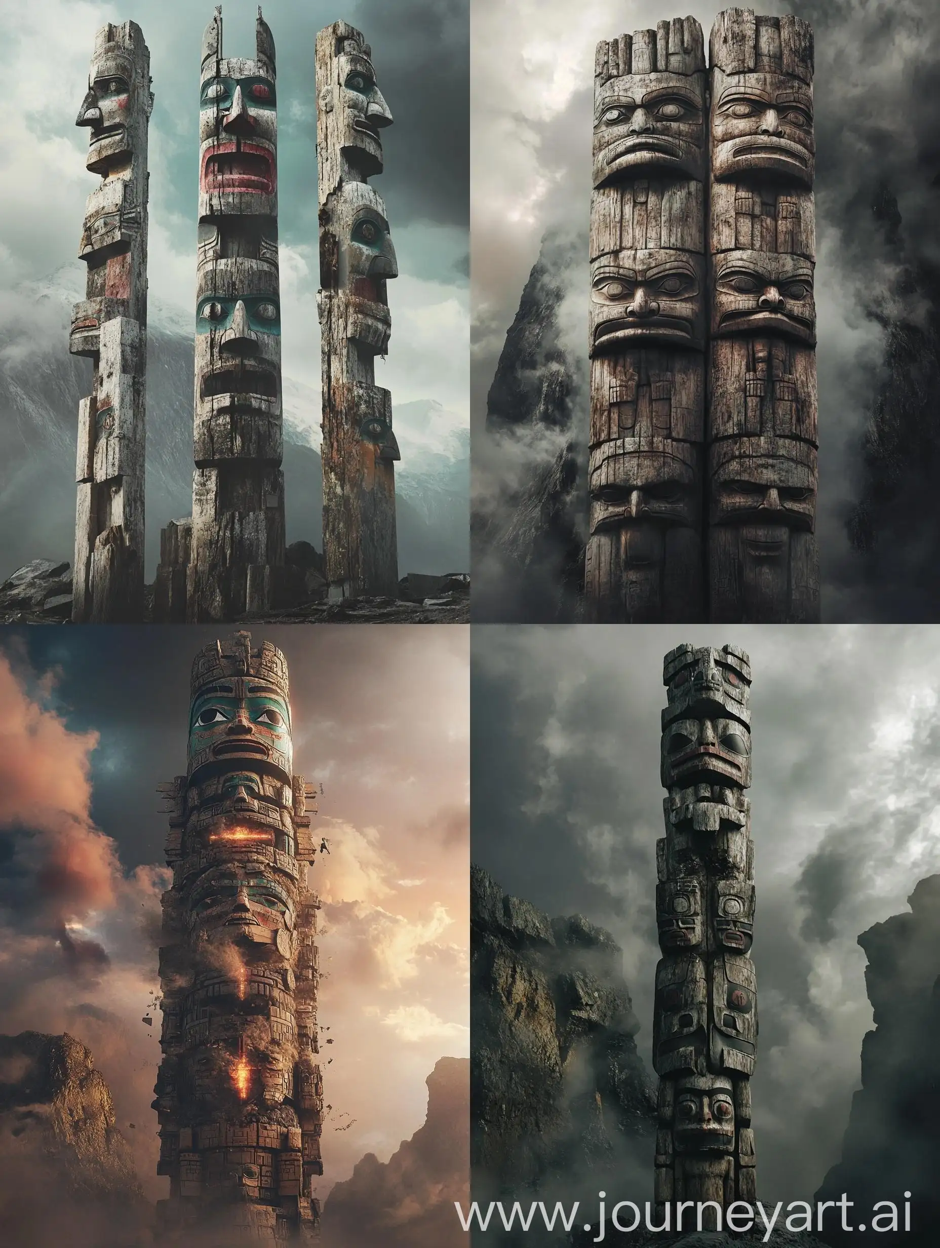 Cinematic-Celestial-Totem-Poles-in-a-Tesseract-Design