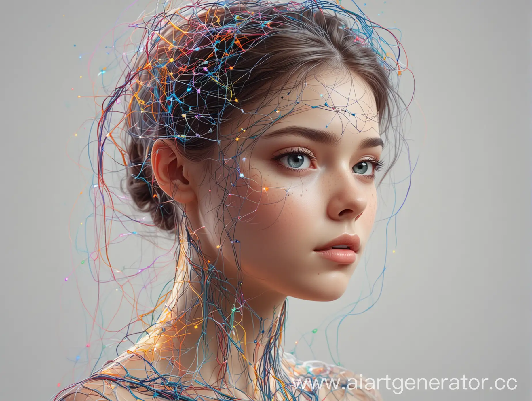 Neurographic-Art-Girl-with-Neural-Connections-on-Colorful-Background