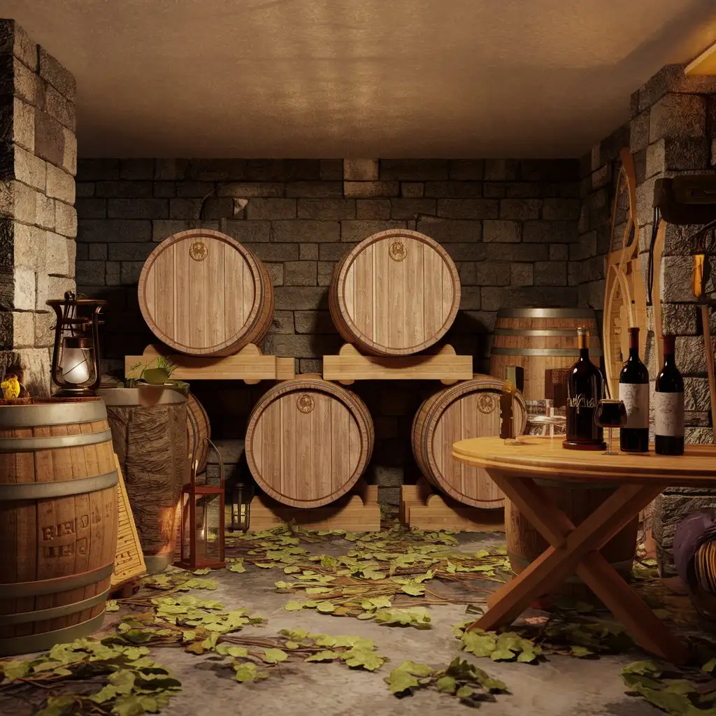 3D-Rendering-of-a-Basement-with-Wine-Barrels