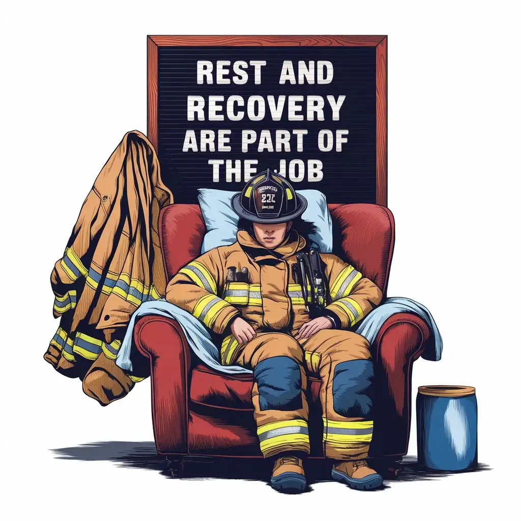 Cozy Firefighter Resting with Gear Nearby