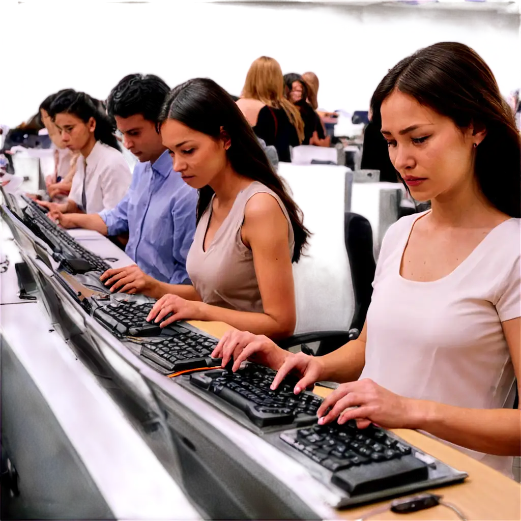 Seamless-PNG-Image-of-People-Operating-Computers-in-a-Row-for-Enhanced-Digital-Experience