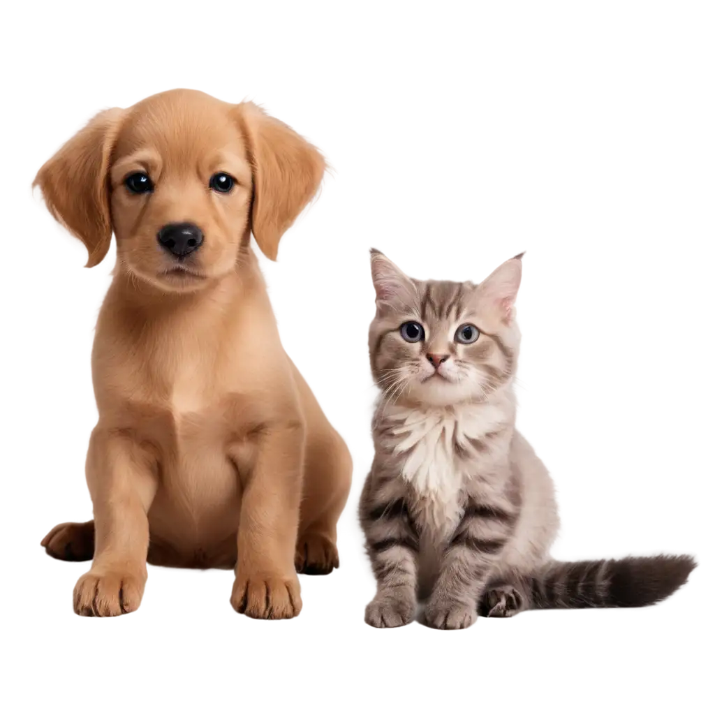 Cute-Puppy-and-Cat-Sitting-Together-PNG-Image-Perfect-for-Clear-and-Crisp-Digital-Use