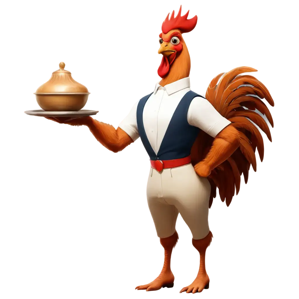 Stylish-Animated-Rooster-PNG-The-Ultimate-Waiter-with-Flair