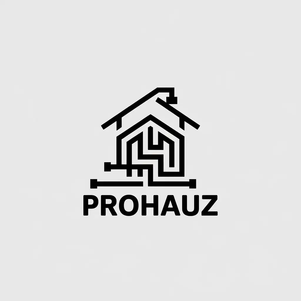 a vector logo design,with the text "ProHauz", main symbol:projects of engineering systems for water electricity sewage gas,Minimalistic,be used in Construction industry,clear background