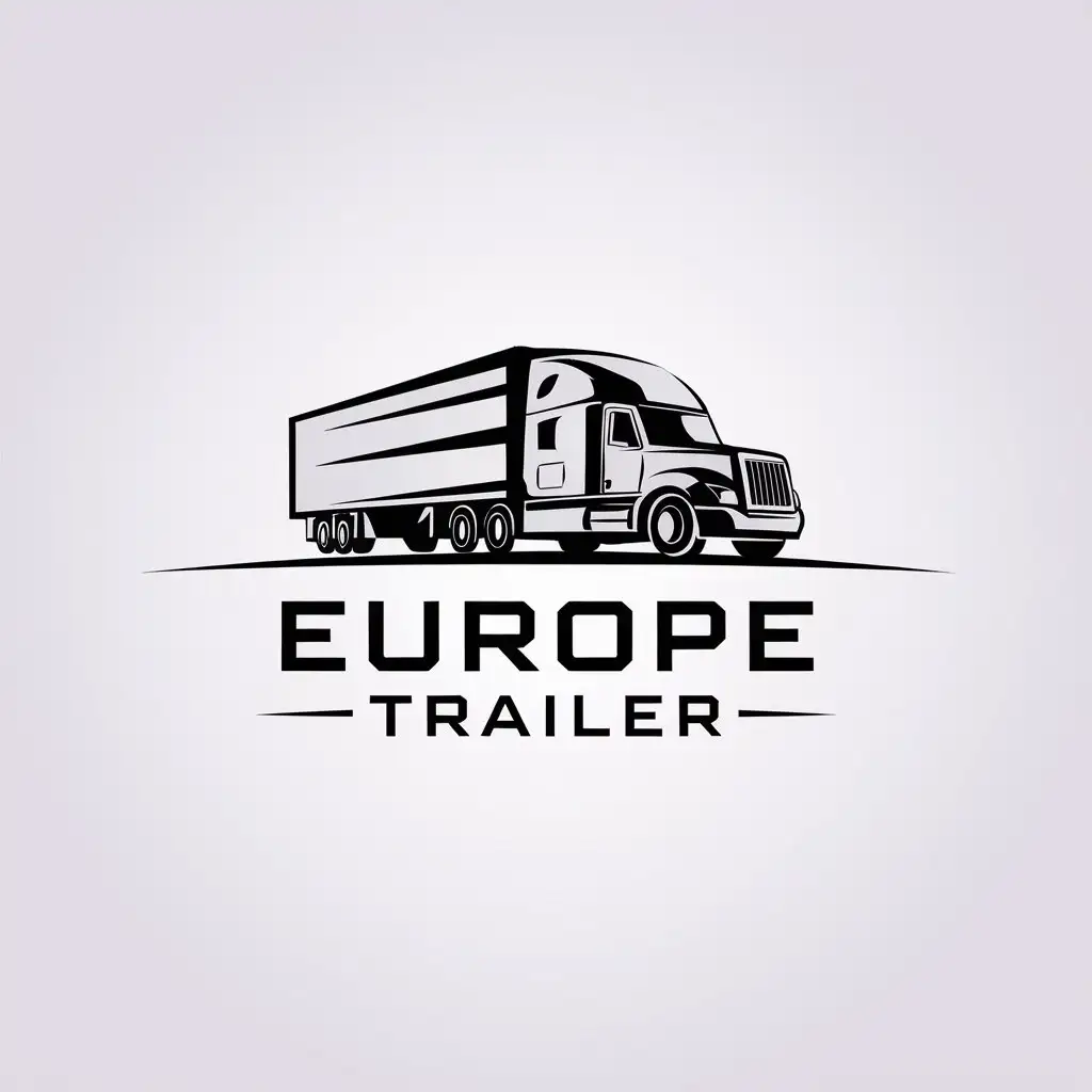 a vector logo design,with the text "EUROPE TRAILER", main symbol:semi-trailer truck,Minimalistic,be used in Automotive industry,clear background