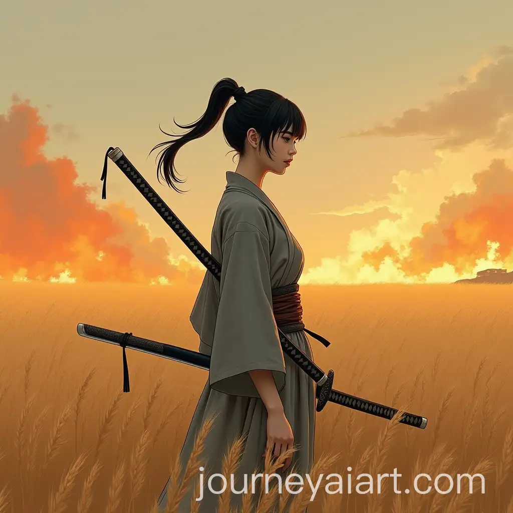 Asian-Woman-with-Katana-in-Burning-Wheat-Field-Sekiro-Style