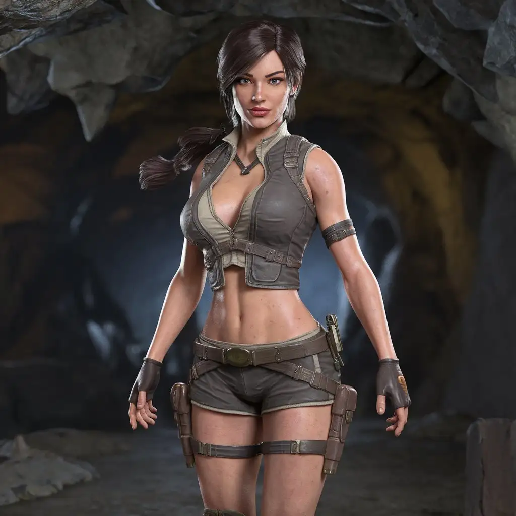 Beautiful-Woman-in-Lara-Croft-Clothing-Exploring-a-Canyon