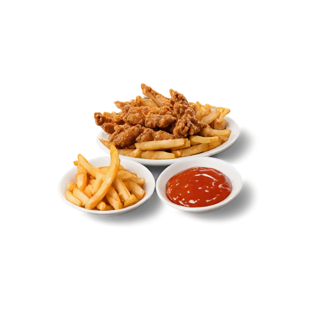 Wings-and-Fries-Plate-PNG-Image-HighQuality-Transparent-Design-for-Digital-Print-Use