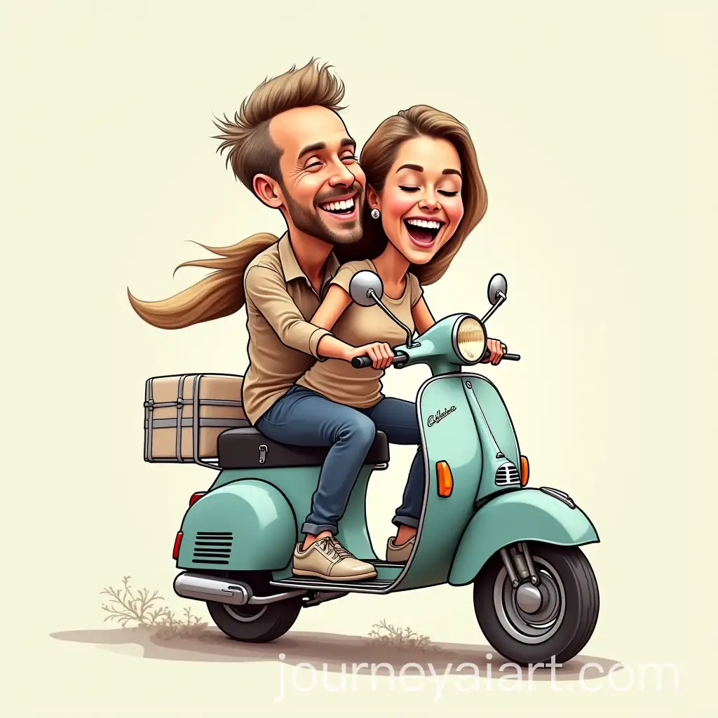 Couple-Laughing-on-a-Vespa-Ride-Humorous-Caricature-Style