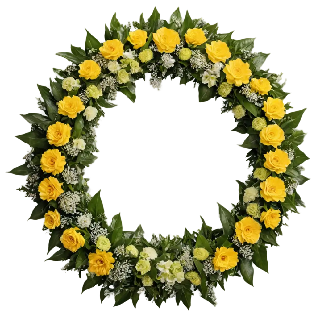 Funeral-Wreath-PNG-Image-Featuring-Yellow-Roses-and-Gerberas-for-Memorial-Services