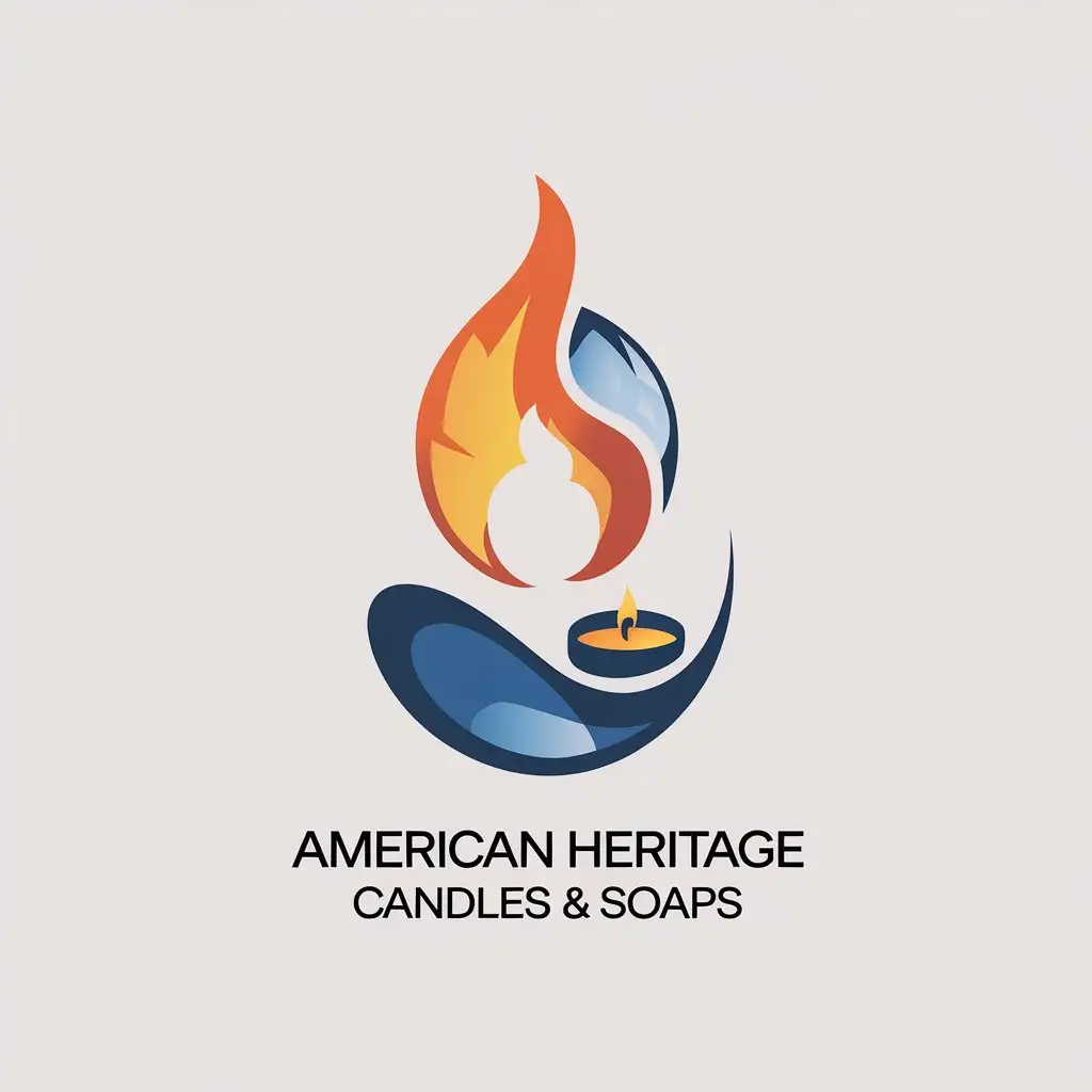 LOGO Design for American Heritage Candles Soaps Bubbles and Flame with Complex Elements on Clear Background