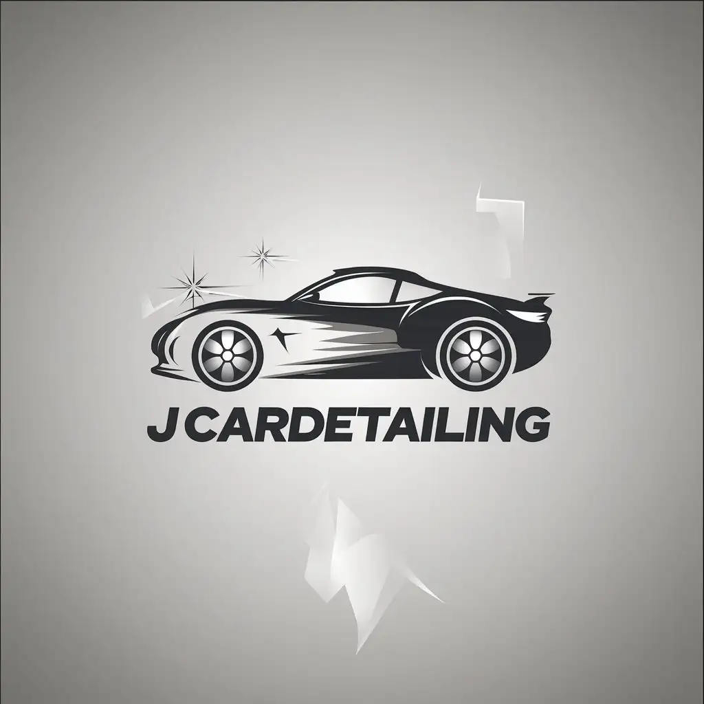 LOGO Design for J Cardetailing White Text with Car Polish Symbol and Black Background for Automotive Industry