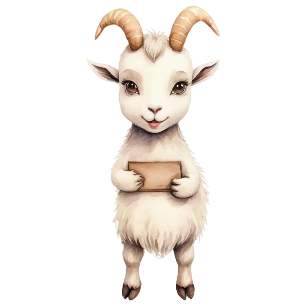 Goat-Art-PNG-UsageAdorable-Baby-Goat-Holding-a-Sign-PNG-Watercolor-Ultra-Premium-Clipart-for-Kids-Rooms