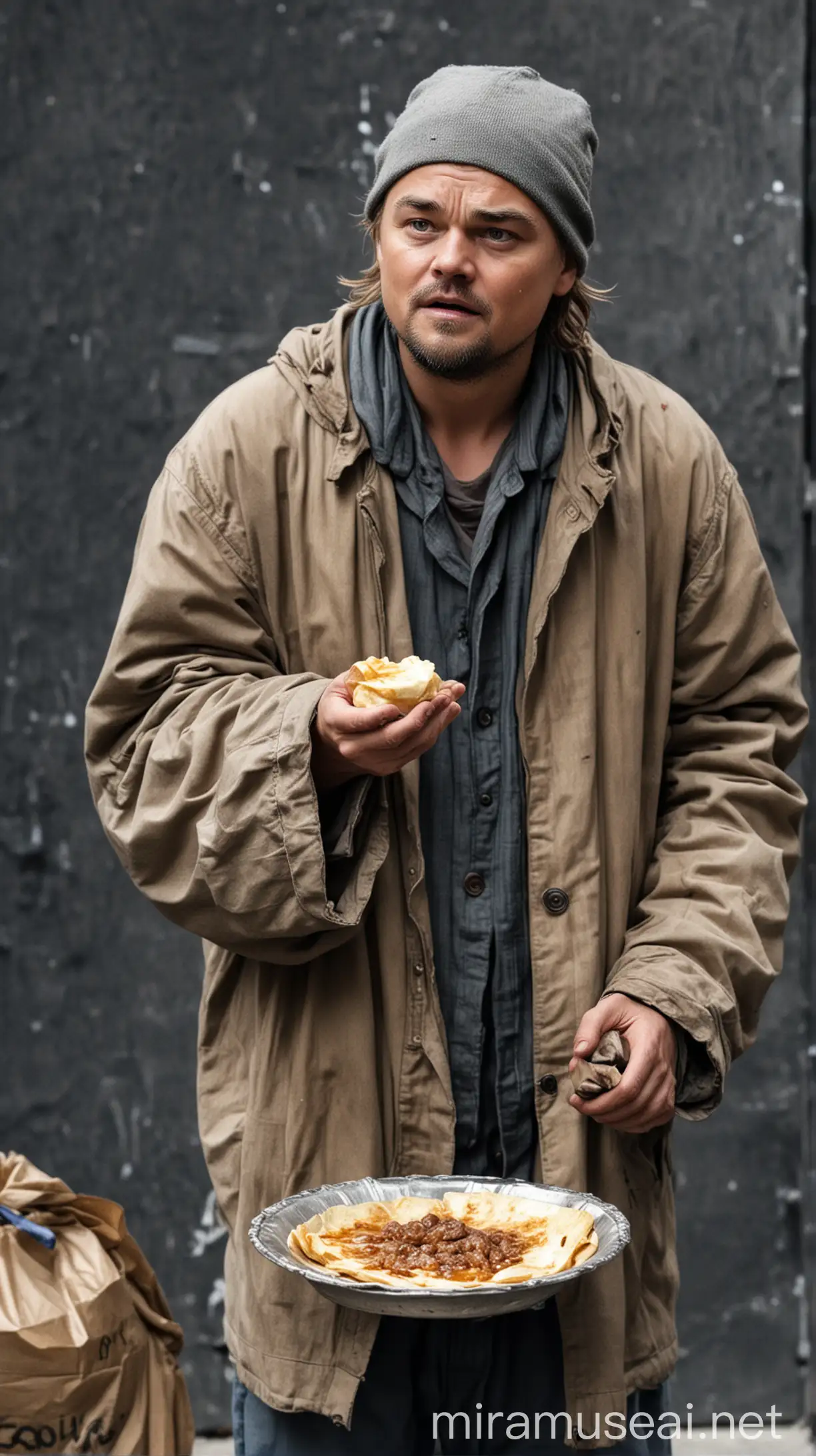 Leonardo DiCaprio Begging for Food as Homeless Man