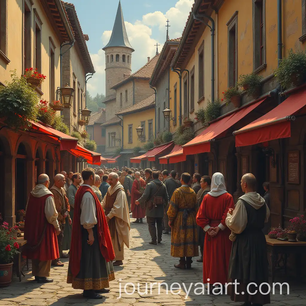 Vibrant-Visual-Advertising-at-a-Medieval-Market