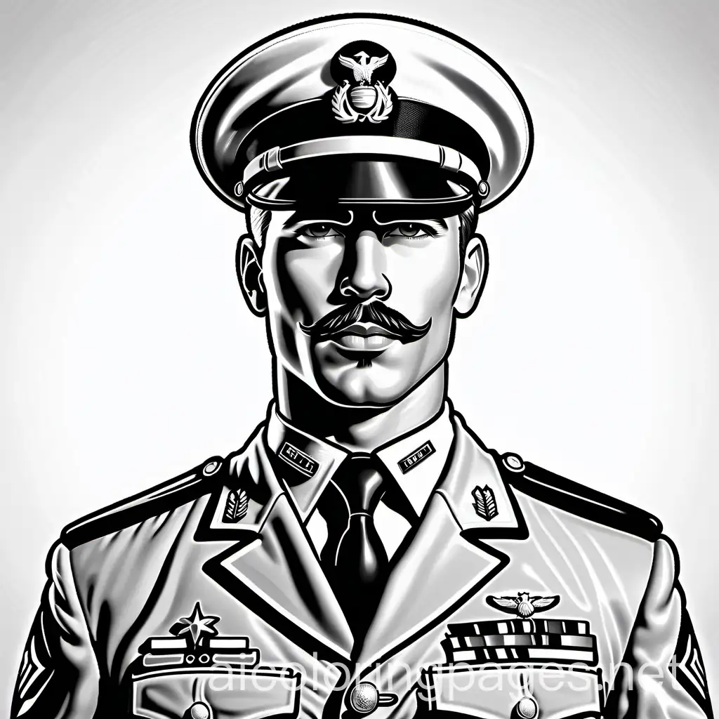 Strong-Marine-Officer-Coloring-Page-with-Distinct-Outlines