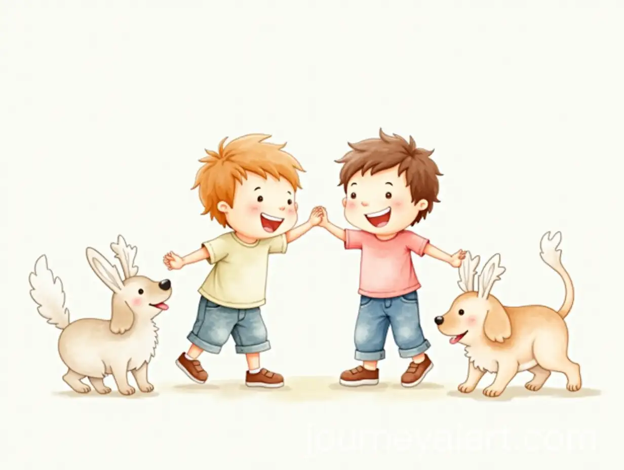 Children-Playing-Together-in-Abstract-Watercolor-Background