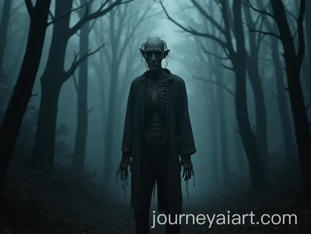 Ethereal-Thin-Man-in-Dark-Forest-Night-Fog