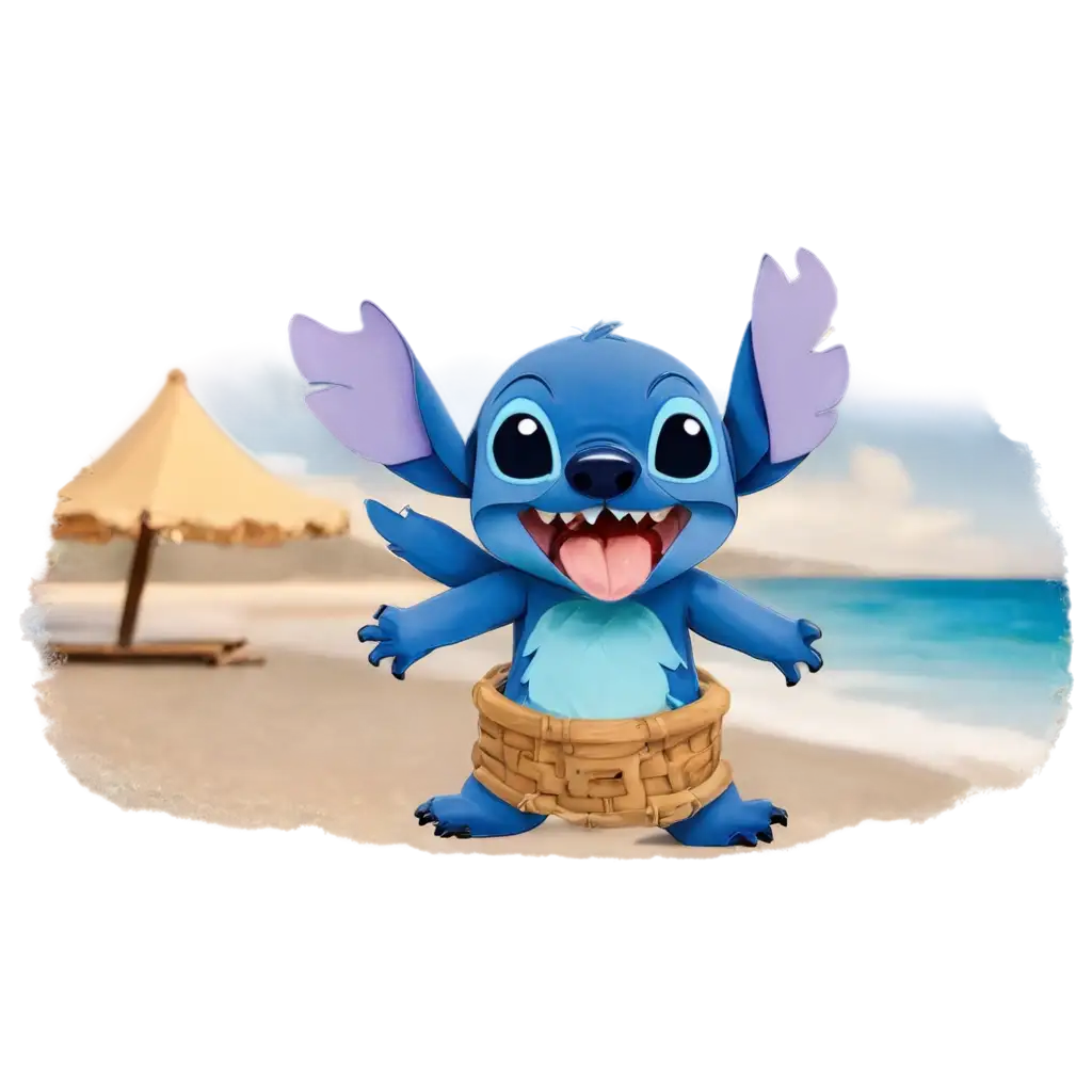 Stitch-at-the-Beach-HighQuality-PNG-Image-for-Versatile-Uses