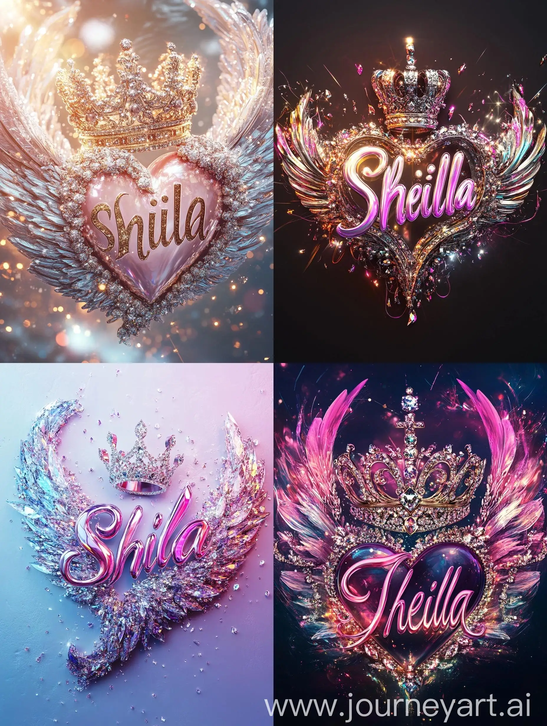 Elegant-3D-Typography-with-Name-Sheila-Crown-Diamonds-and-Angel-Wings