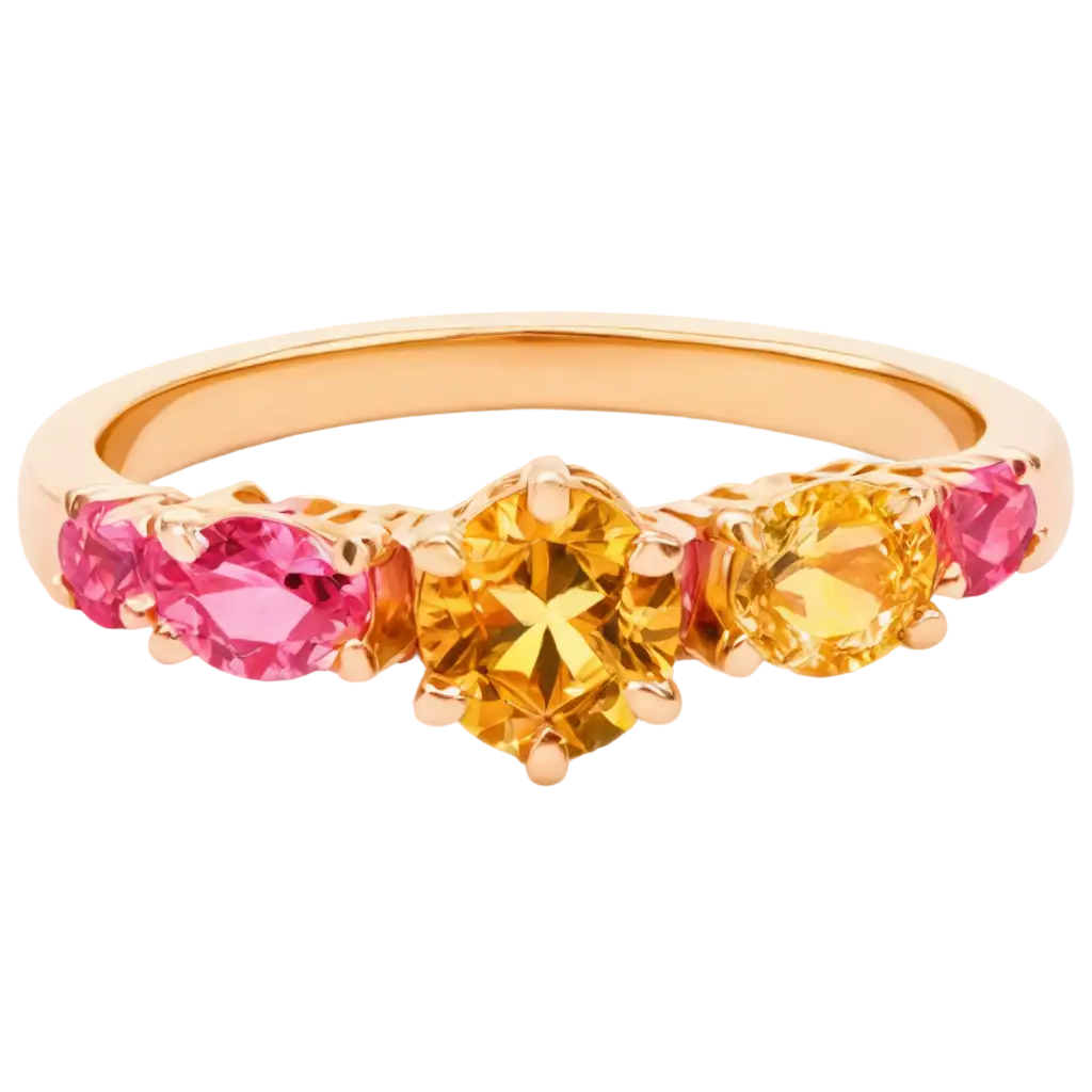 Gold-Jewelry-Ring-PNG-with-AsymmetricPNG-Image-Usage-Analysis-Pink-and-Yellow-Stones-HighQuality-Image-for-Jewelry-Design-and-ECommerce