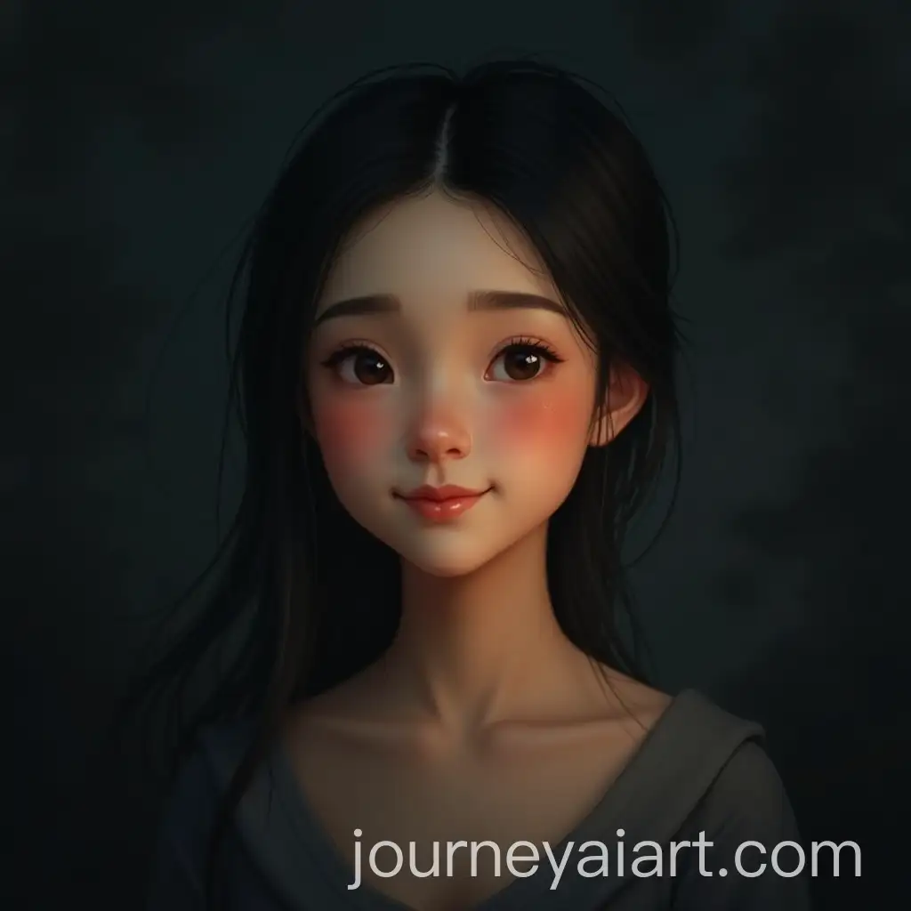 Young-Woman-with-Glowing-Skin-Against-Dark-Cloudy-Background
