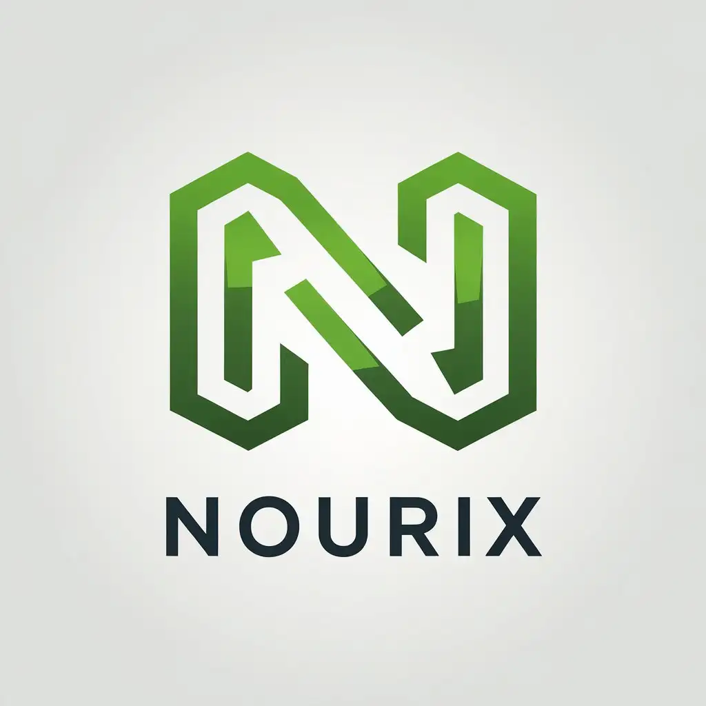 LOGO Design for Nourix Minimalistic Green Gradient N Symbol for Internet Industry in Minecraft Style