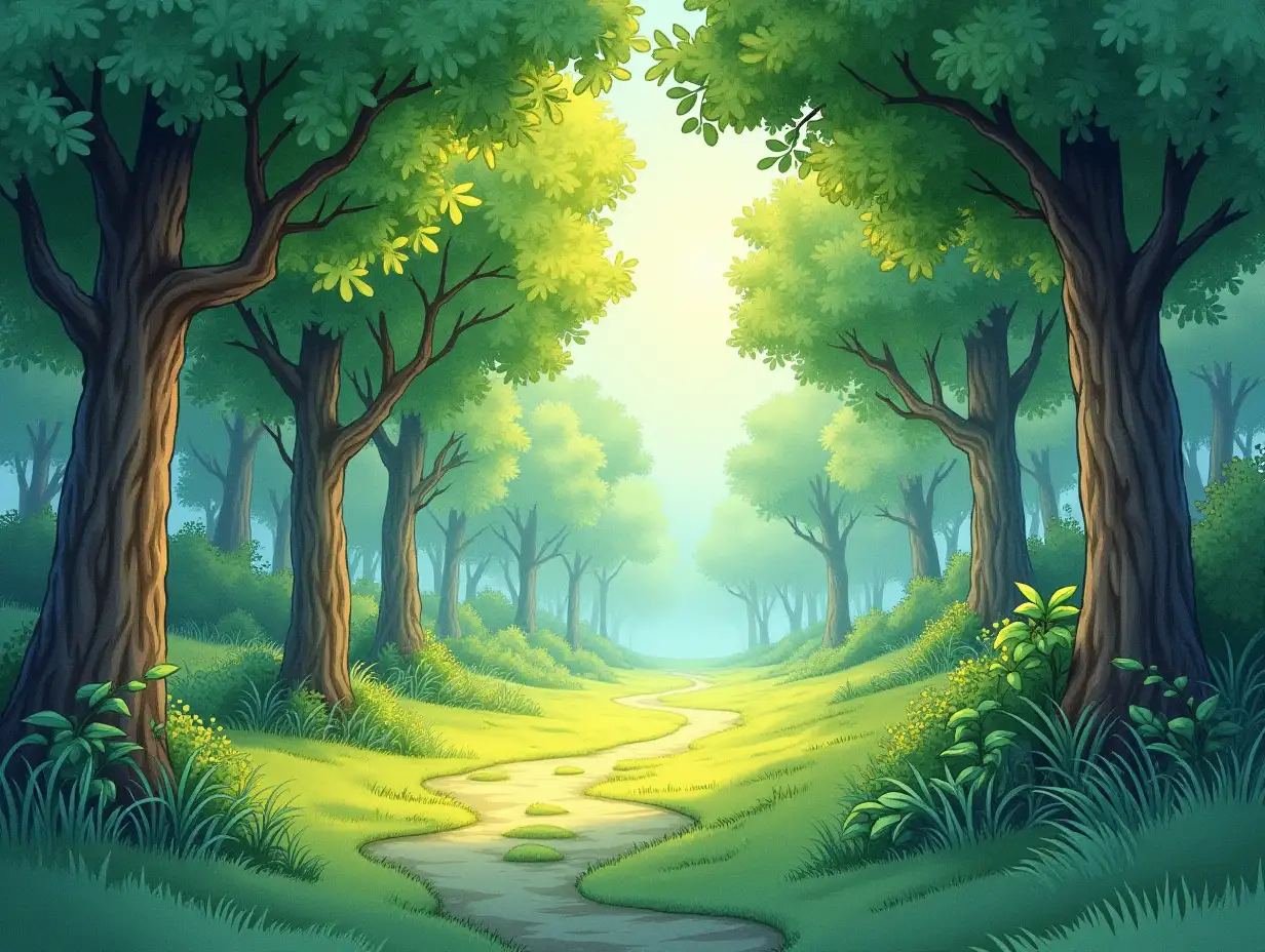 Cartoon-Forest-Scene-Under-Tree-Canopy